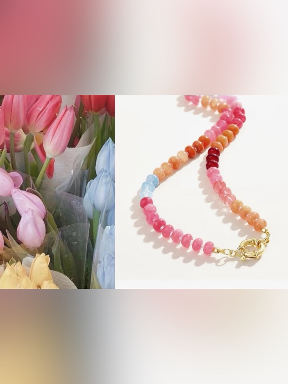 Multicolor Beaded Necklace with Pink, Orange & Purple Accents - Picture 3 of 8